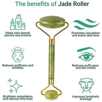 Vitalia Jade Ritual Set – Double-Head Roller & Heart Gua Sha Stone